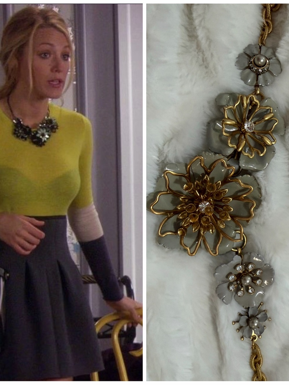 Gray and Gold Necklace similar to the one on Serena Van Der Woodsen